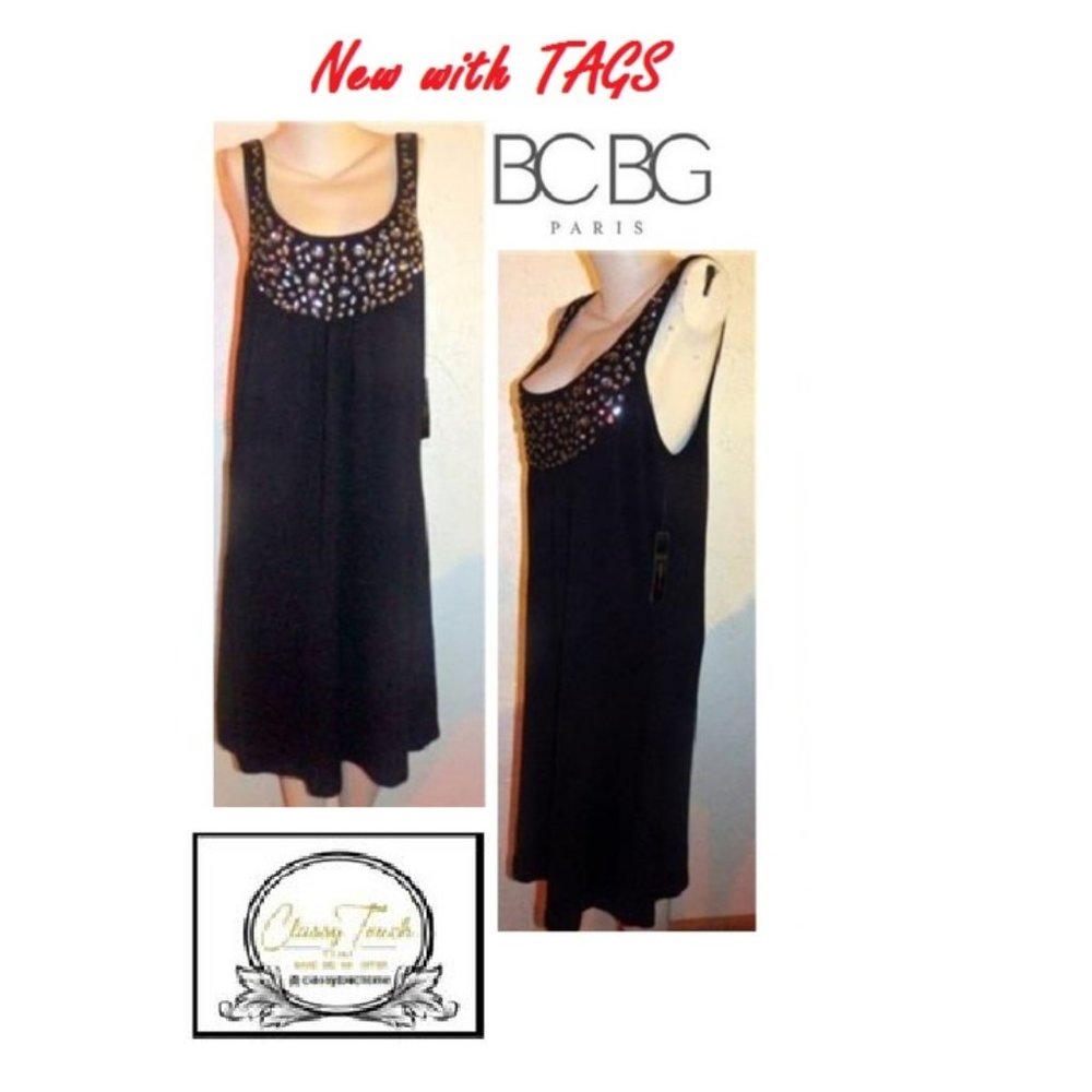 BCBG Maxazria NWT Black Knit Beaded Dress